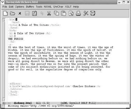 The minibuffer describes whats missing Editing XHTML with a schema requires - фото 174