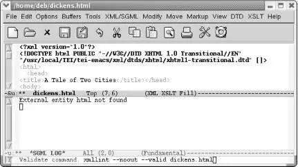 psgml mode inserts the default validate command in the minibuffer press - фото 181