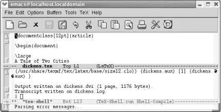 Processing a LATEX file displays a special texshellbuffer This command - фото 183