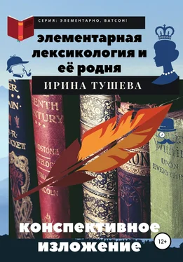 Ирина Тушева Элементарная лексикология и её родня. Конспективное изложение обложка книги