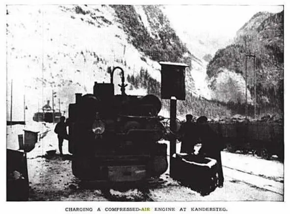 Лёчбергский пневмолокомотив 1907 г Перезарядка пневмолокомотива в - фото 60