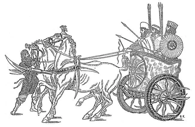 Гипотетическая реконструкция персидской боевой колесницы Отметим экипаж из - фото 1