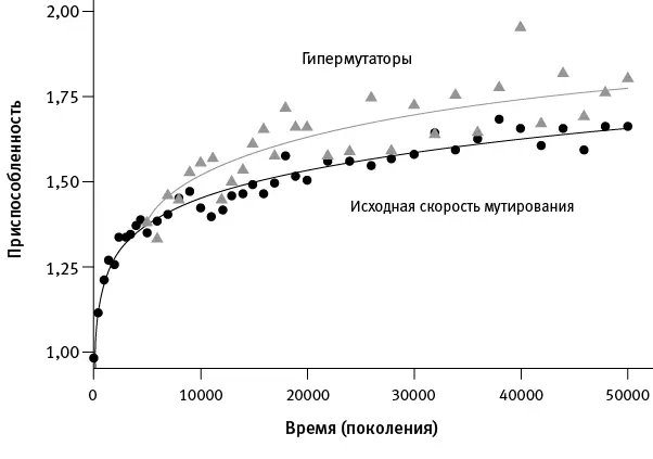 рис 12Повышение темпа мутагенеза ускоряет адаптацию Черные точки - фото 7