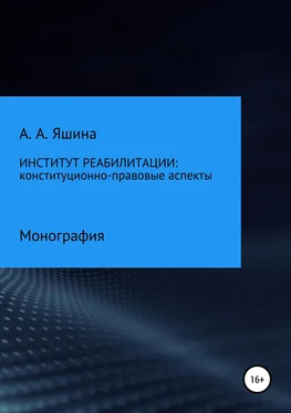 Анна Яшина Институт реабилитации: конституционно-правовые аспекты обложка книги