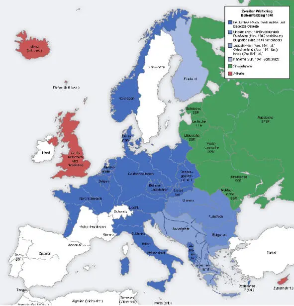 Карта Европы к 1 июня 1941 г Синим Германия и ее союзники не помечена - фото 5
