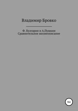 Владимир Бровко Ф.Булгарин и А.Пушкин. Сравнительное жизнеописание обложка книги