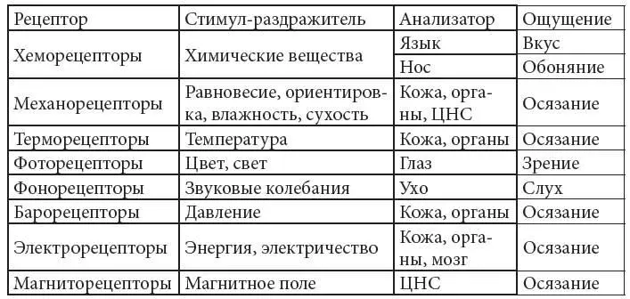 По составленной таблице обозначим пять видов ощущений 1 Вкус 2 Обоняние 3 - фото 1