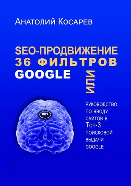 Анатолий Косарев SEO-продвижение. 36 фильтров Google. Или руководство по вводу сайтов в топ-3 поисковой выдачи Google обложка книги