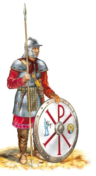 Римский воин 312 г На его щите изображен лабарум фигура благословляющего - фото 3