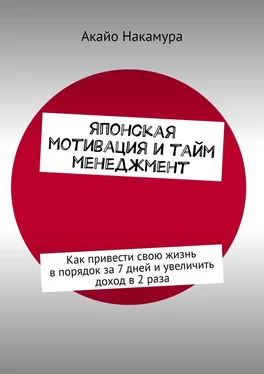 Акайо Накамура Японская мотивация и тайм-менеджмент. Как привести свою жизнь в порядок за 7 дней и увеличить доход в 2 раза обложка книги