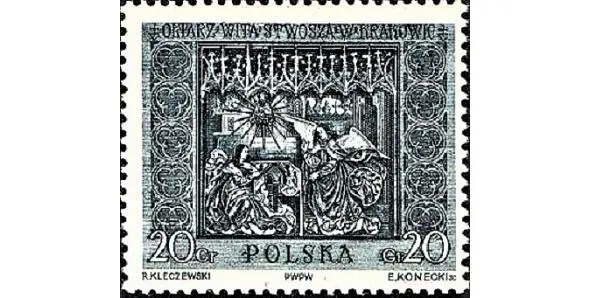 Дабравесьце на паштовай марцы Польшчы надрукаванай у 1960 годзе Дэталь - фото 28