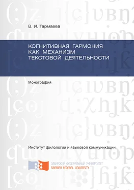 Виктория Тармаева Когнитивная гармония как механизм текстовой деятельности обложка книги