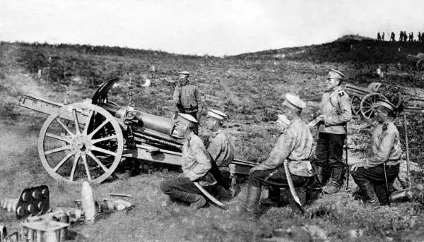 Батарея 48лин гаубиц Круппа обр 1909 г Русской Императорской армии на - фото 9