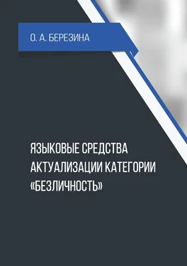 О. Березина Языковые средства актуализации категории «безличность» обложка книги