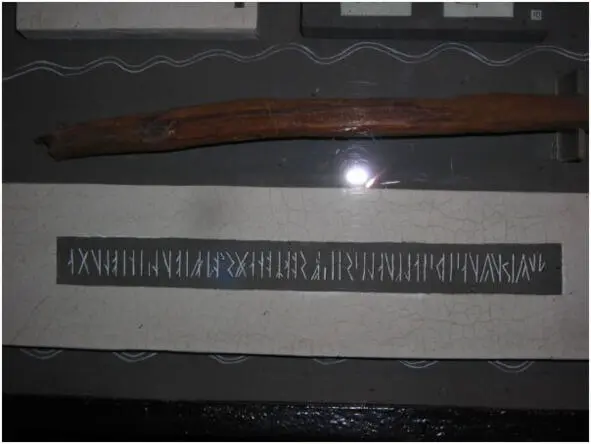 Руны на деревянном артефакте от обшивки лодки Ладога Штат Мичиган - фото 21