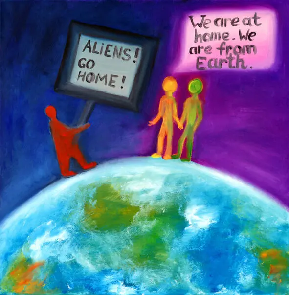 Aliens Другие Oil canvas 50x50 Caution Осторожно Oil canvas 50x40 - фото 16