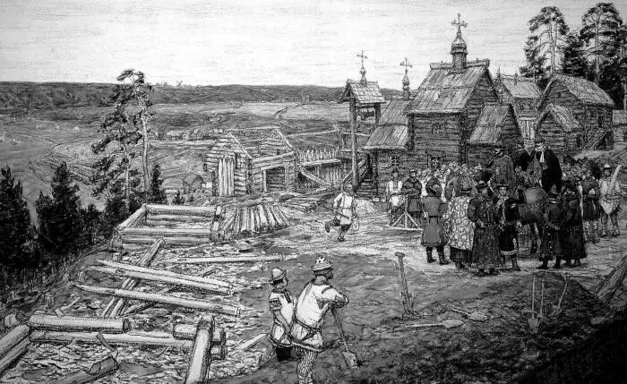 А Васнецов Основание Кремля Постройка новых стен Кремля Юрием Долгоруким в - фото 6