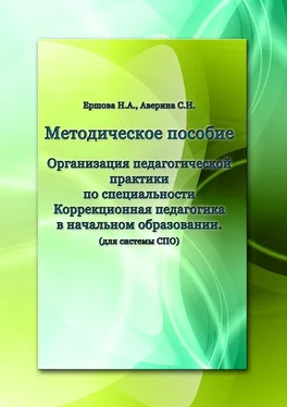 Н. Ершова Организация педагогической практики по специальности «Коррекционная педагогика в начальном образовании». Методическое пособие обложка книги