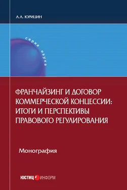 Александр Юрицин Франчайзинг и договор коммерческой концессии. Итоги и перспективы правового регулирования обложка книги