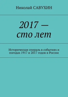 Николай Савухин 2017 – сто лет. Историческая спираль в событиях и погодах 1917 и 2017 годов в России обложка книги