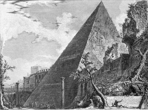 ДжБ Пиранези Пирамида Гая Цестия 1756 Офорт резец I состояние - фото 9