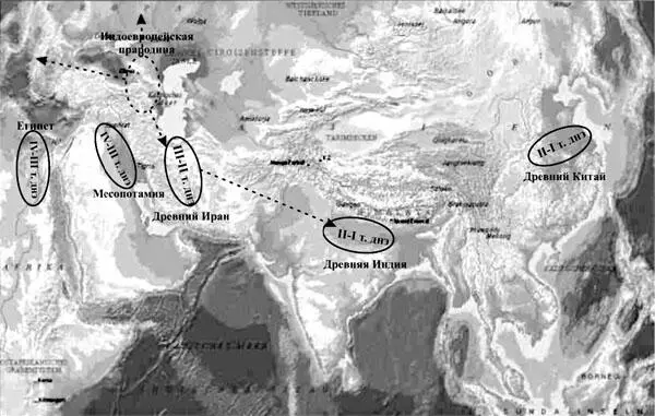 Рис 3 Карта развития религиозных формирований в IVII тысячелетии до н э - фото 3