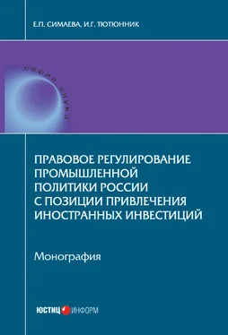 Евгения Симаева Правовое регулирование промышленной политики России с позиции привлечения иностранных инвестиций обложка книги