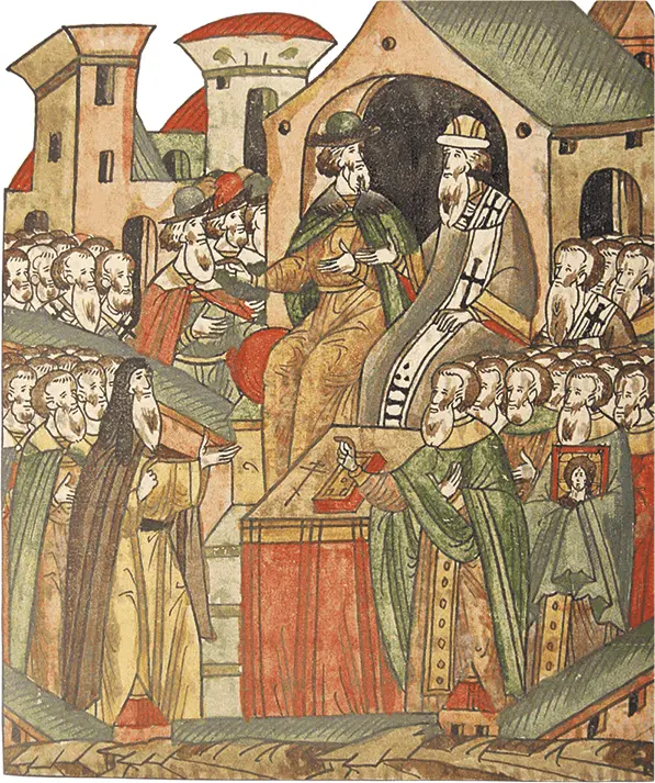 Церковный собор Миниатюра Лицевого летописного свода XVI в Великий князь - фото 8