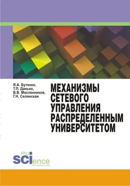 Яна Бутенко Механизмы сетевого управления распределенным университетом. Монография обложка книги