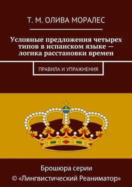 Татьяна Олива Моралес Условные предложения четырех типов в испанском языке – логика расстановки времен. Правила и упражнения обложка книги