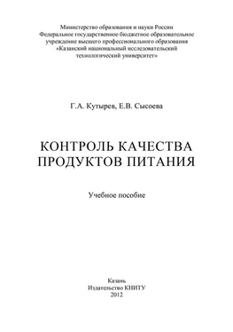 Г. Кутырев Контроль качества продуктов питания обложка книги