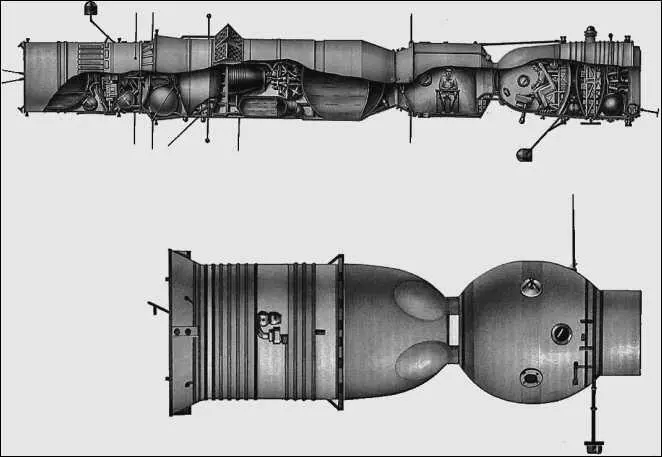 Военный космический корабль Звезда 7КВИ Сверху на спускаемом аппарате - фото 7