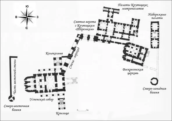 Схема расположения достопримечательностей Крутицкого подворья Собор Успения - фото 119