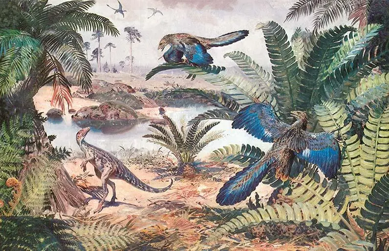 VI COMPSOGNATHUS LONGIPES И ARCHAEOPTERYX LITHOGRAPHICA 1950 год масляная - фото 9