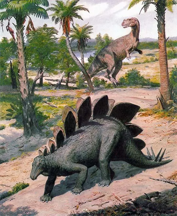 VII STEGOSAURUS UNGULATUS И CERATOSAURUS NASICORNIS 1980 год масляная - фото 12