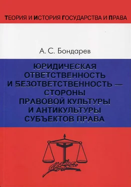 Александр Бондарев Юридическая ответственность и безответственность – стороны правовой культуры и антикультуры субъектов права обложка книги