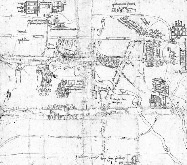 Чертеж земель разных владельцев у села Зюзина 1694 г Земли села Знаменского - фото 6