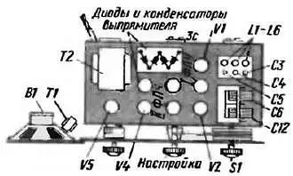 Рис 242 Размещение деталей трехдиапазонного супергетеродина с каскадом - фото 253