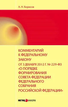 Александр Борисов Комментарий к Федеральному закону от 3 декабря 2012 г. №229-ФЗ «О порядке формирования Совета Федерации Федерального собрания Российской Федерации» (постатейный) обложка книги