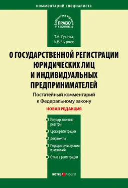 Татьяна Гусева Комментарий к Федеральному закону «О государственной регистрации юридических лиц и индивидуальных предпринимателей» (постатейный) обложка книги