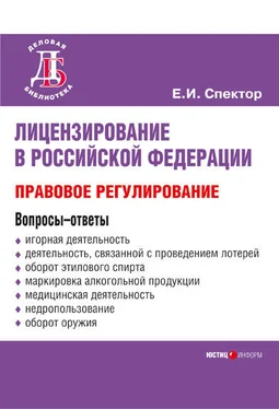 Екатерина Спектор Лицензирование в Российской Федерации: правовое регулирование обложка книги