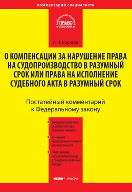 Александр Борисов Комментарий к Федеральному закону от 30 апреля 2010 г. №68-ФЗ «О компенсации за нарушение права на судопроизводство в разумный срок или права на исполнение судебного акта в разумный срок» (постатейный) обложка книги