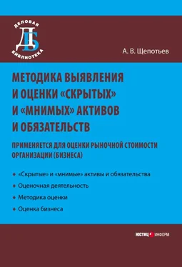 Александр Щепотьев Методика выявления и оценки «скрытых» и «мнимых» активов и обязательств. Применяется для оценки рыночной стоимости организации (бизнеса) обложка книги