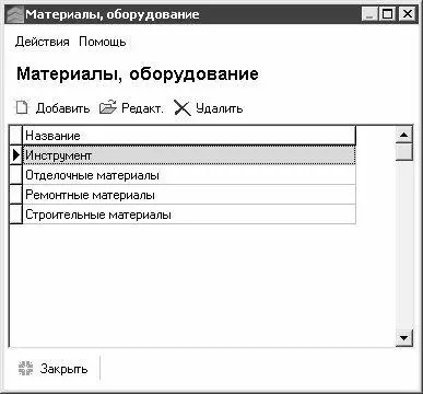 Рис 15 Справочник разделов материалов В данном окне содержится список - фото 5