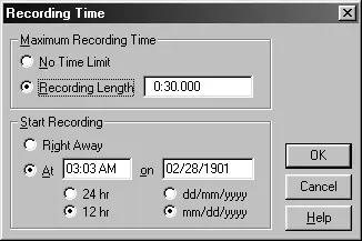 Рис 16 Диалоговое окно Recording Time В этом диалоговом окне имеются две - фото 6
