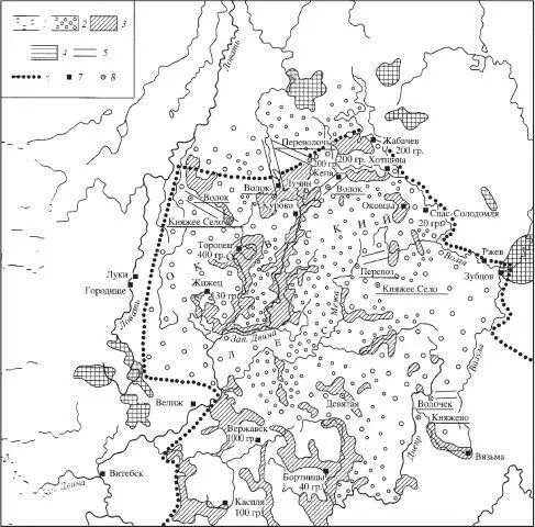 Карта 1а Карта летописного Оковского леса 1 реконструируемая часть - фото 2
