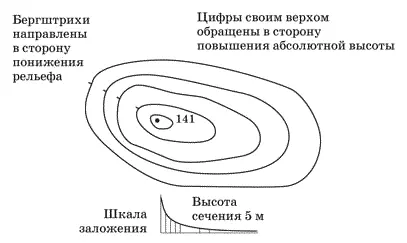 Рис 6 Изображение холма горизонталями Горизонтали проведены через 5 метров - фото 6
