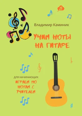 Владимир Каминик Учим ноты на гитаре обложка книги