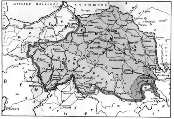 Зарубежная Русь Этнографическая карта сост Д Н Вергун 1915 Австрийское - фото 6