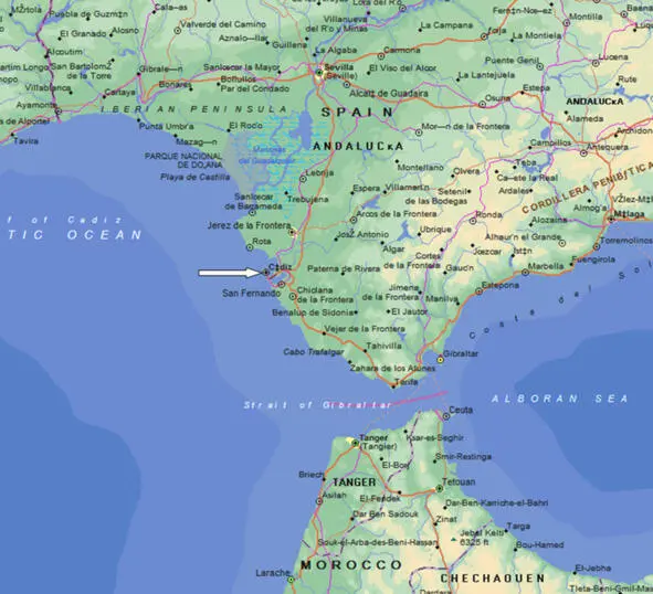 Кадис на современной карте Испании Хотя морские военачальники провели два или - фото 9